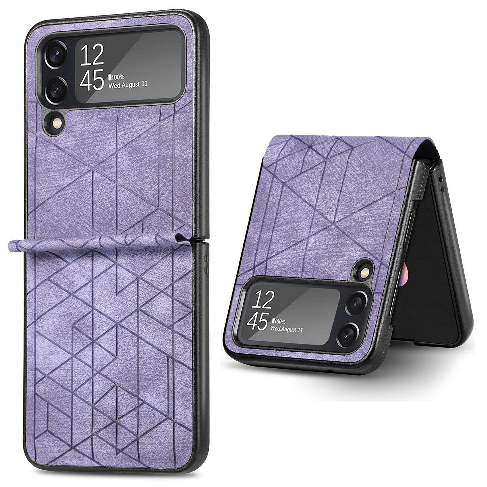 For Samsung Galaxy Z Flip4 5G Geometry Imprinted Phone Case PU Leather Coated PC Cover For Samsung Galaxy Z Flip4 5G Geometry Imprinted Phone Case PU Leather Coated PC Cover